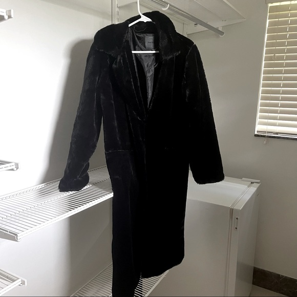 Blank NYC Black faux fur trench coat - Picture 3 of 6